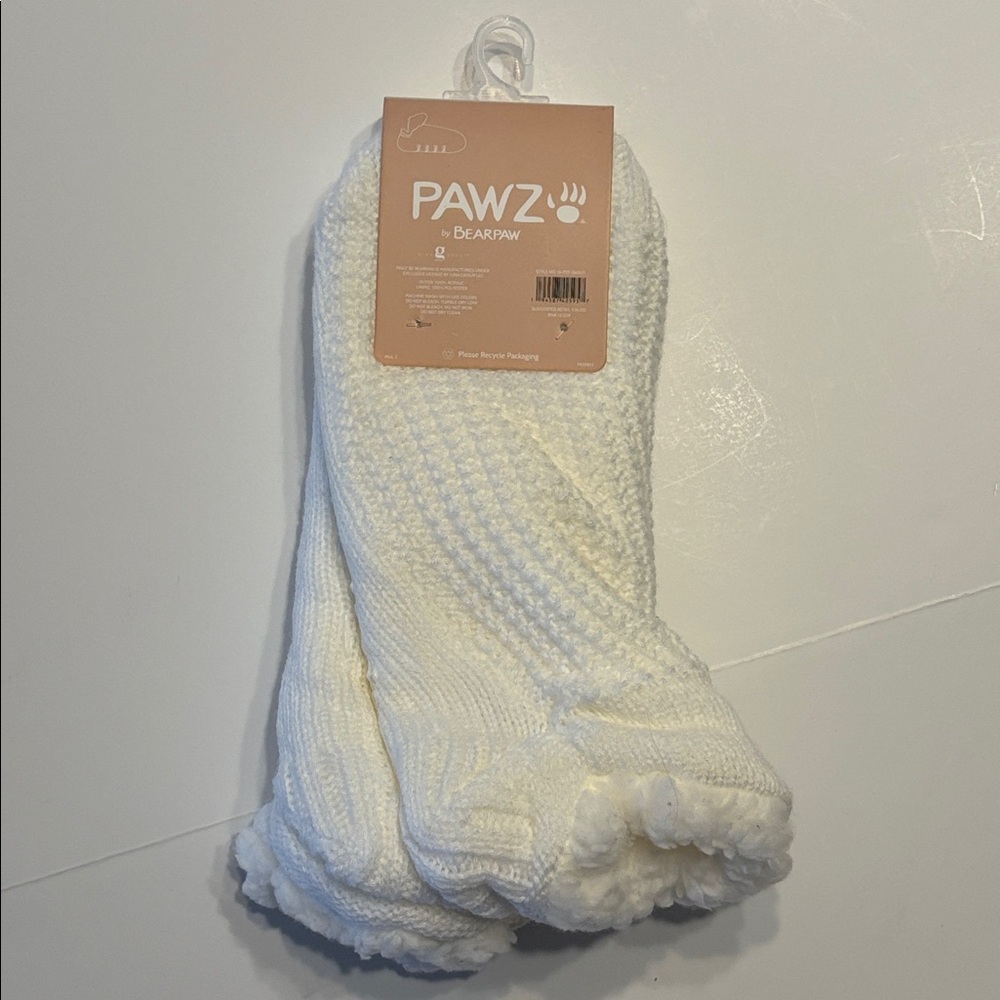 Pawz by Bearpaw Women's White Bootie Lounge Socks - Picture 7 of 10